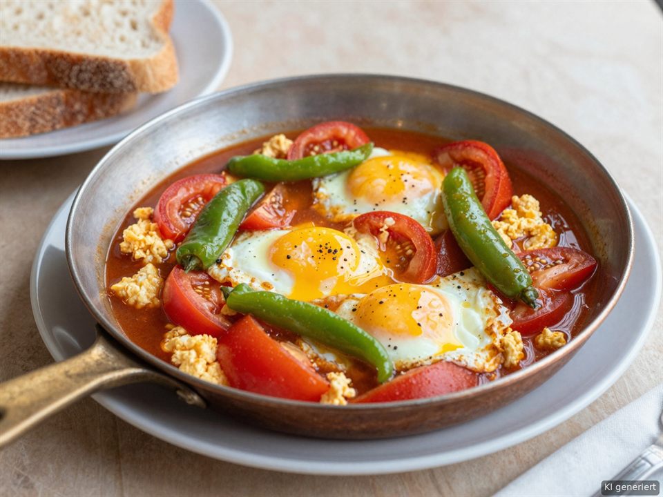 Menemen – türkisches Rührei mit Tomaten und Paprika